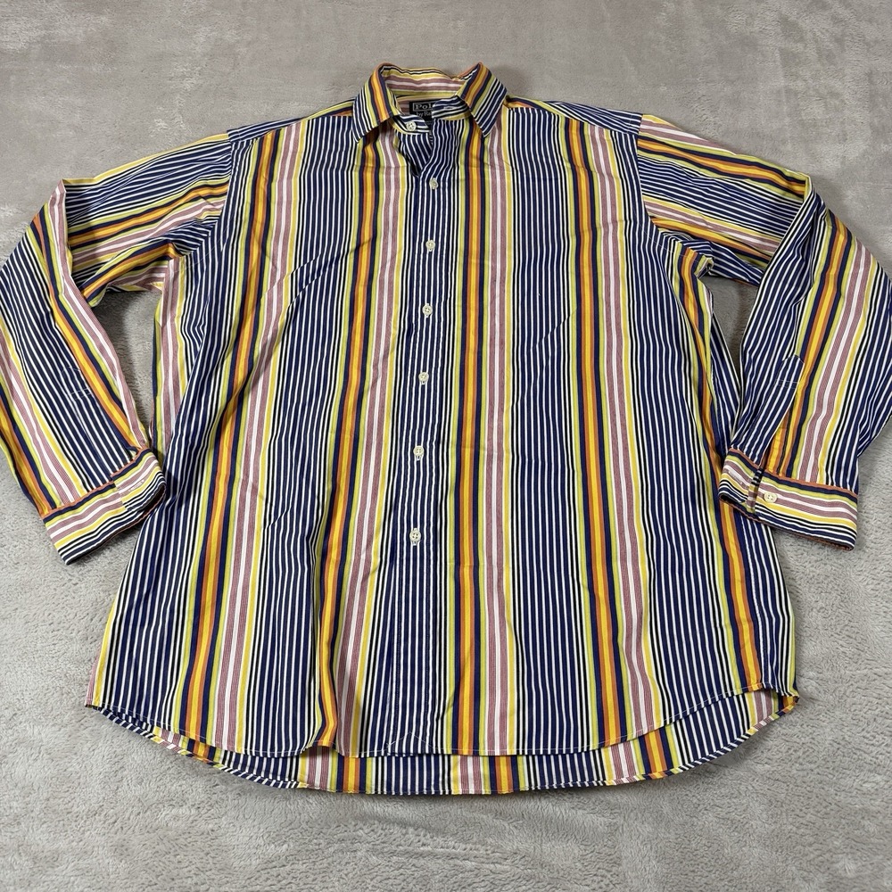 Polo Ralph Lauren Mens Large Classic Fit Striped Oxford Shirt Multicolor Retro